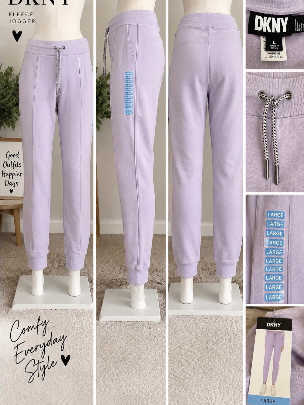 DKNY Lilac Fleece Jogger Pants for Kids